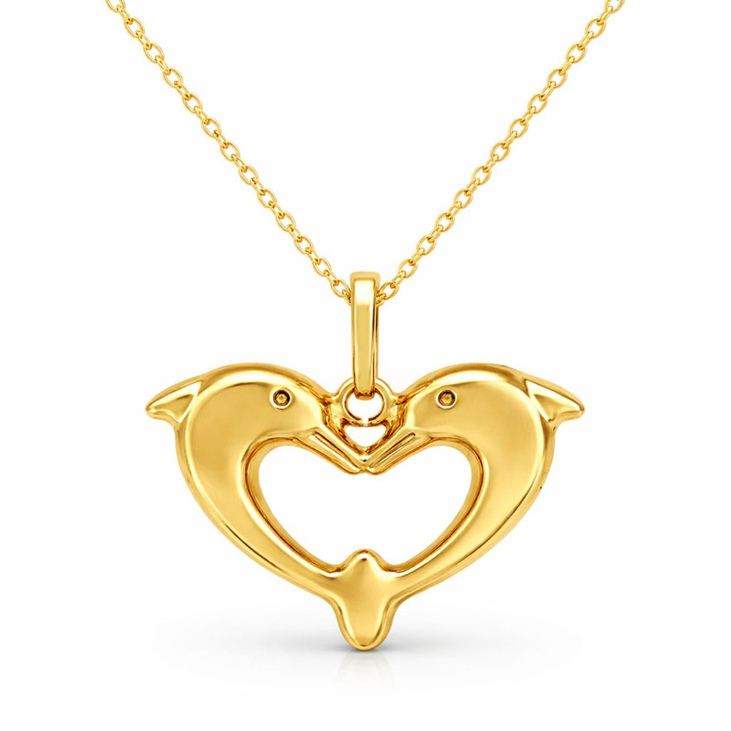 Dolphin 3d Pendant Solid 10k Yellow Gold